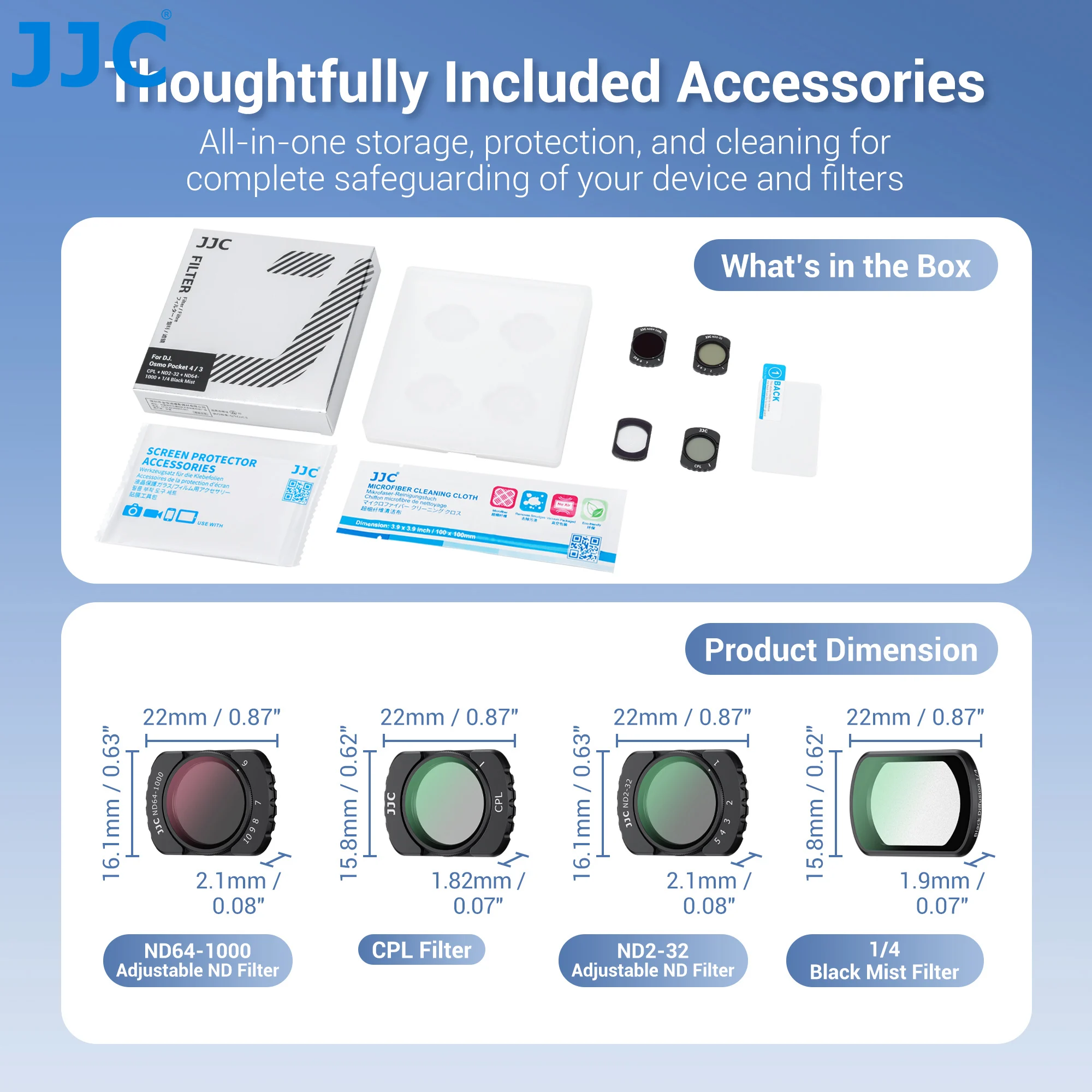 JJC F-P Serie Filter für DJI Osmo Pocket 4 3 Objektiv Magnetischer Filter 0,72x Weitwinkelobjektiv CPL UV-Filter ND2-32 Variabler Filter – Detail 17