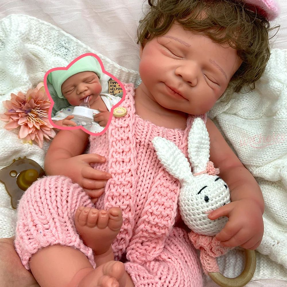 20 Inch Open Mouth Silicone Reborn Doll Floppy 7.2Lbs Newborn Doll Rooted Hair Washable Rebirth Doll Muñeca For Christmas Gift