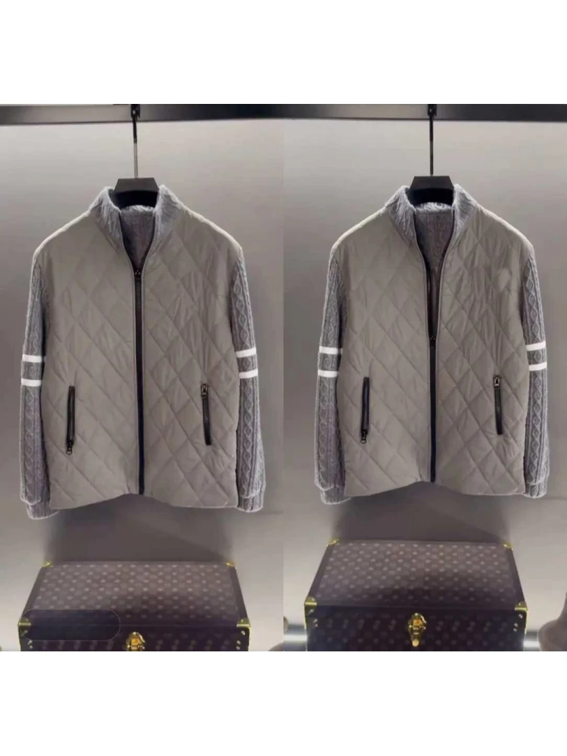 

Men's Casual Cotton Jaet Collared 2025 Autumn Winter Versatile Breathable Stand Fit Youth Long Sve Side S ket