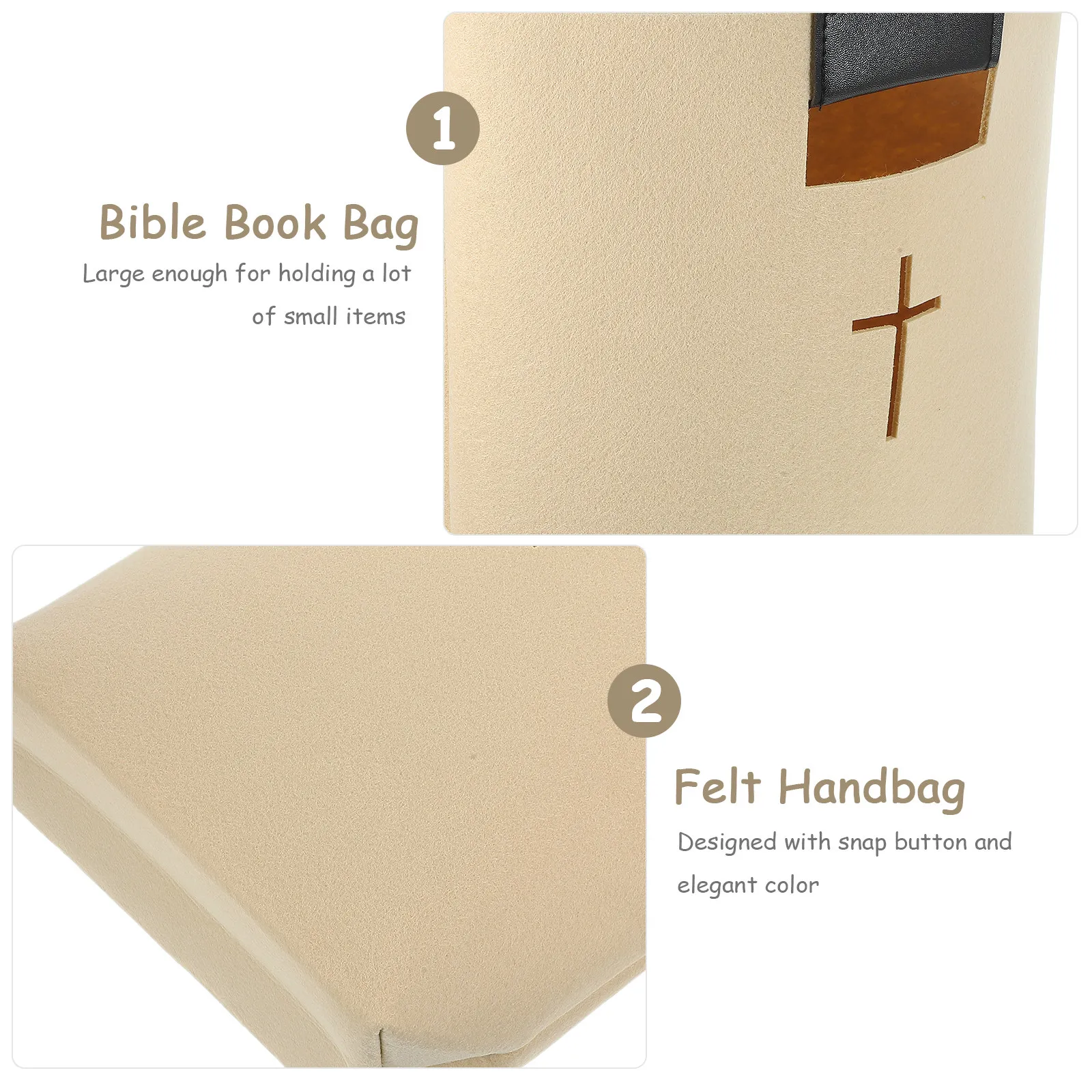 Bible Carrying Case Felt Handbag Large Lightweight Multi-Function Tote Bag Snap Button for School Office Bible Study Organizer