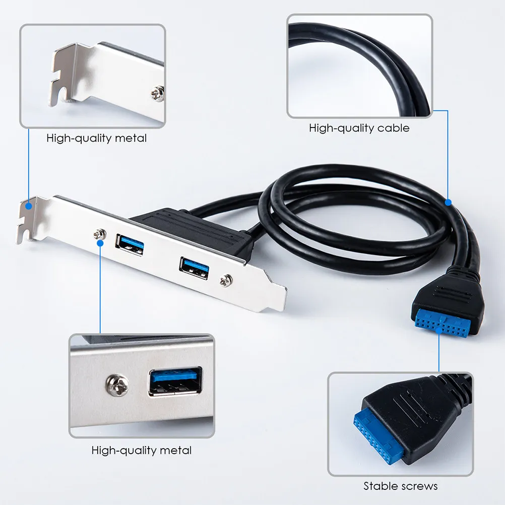 Expansion Rear Panel Header Bracket 20Pin Header Adapter Dual USB 3.0pcsi Slot High Speed Connection Computer Accessory