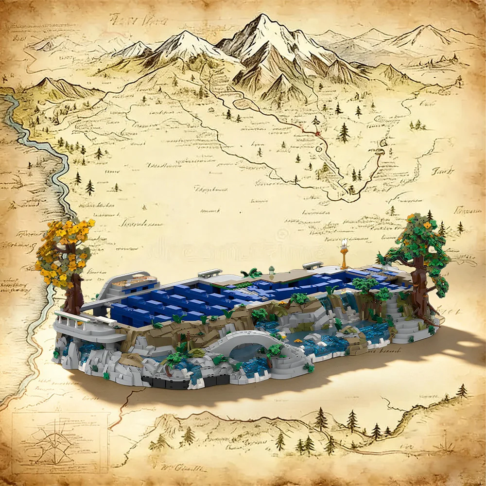 MOC Rivendell Expansion Display Base Bricks Rings Movie Rivendell Scene Building Blocks Model Creative Assembly Toys Adult Gifts