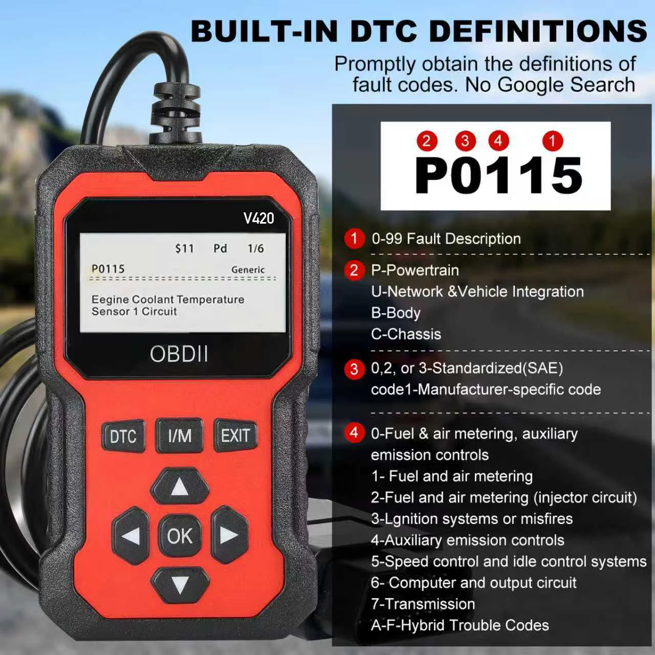 Escáner de Diagnóstico para Autos V420 2026 OBD2, Herramienta Todo en Uno para la Identificación de Problemas y Solución de Dificultades en Vehículos