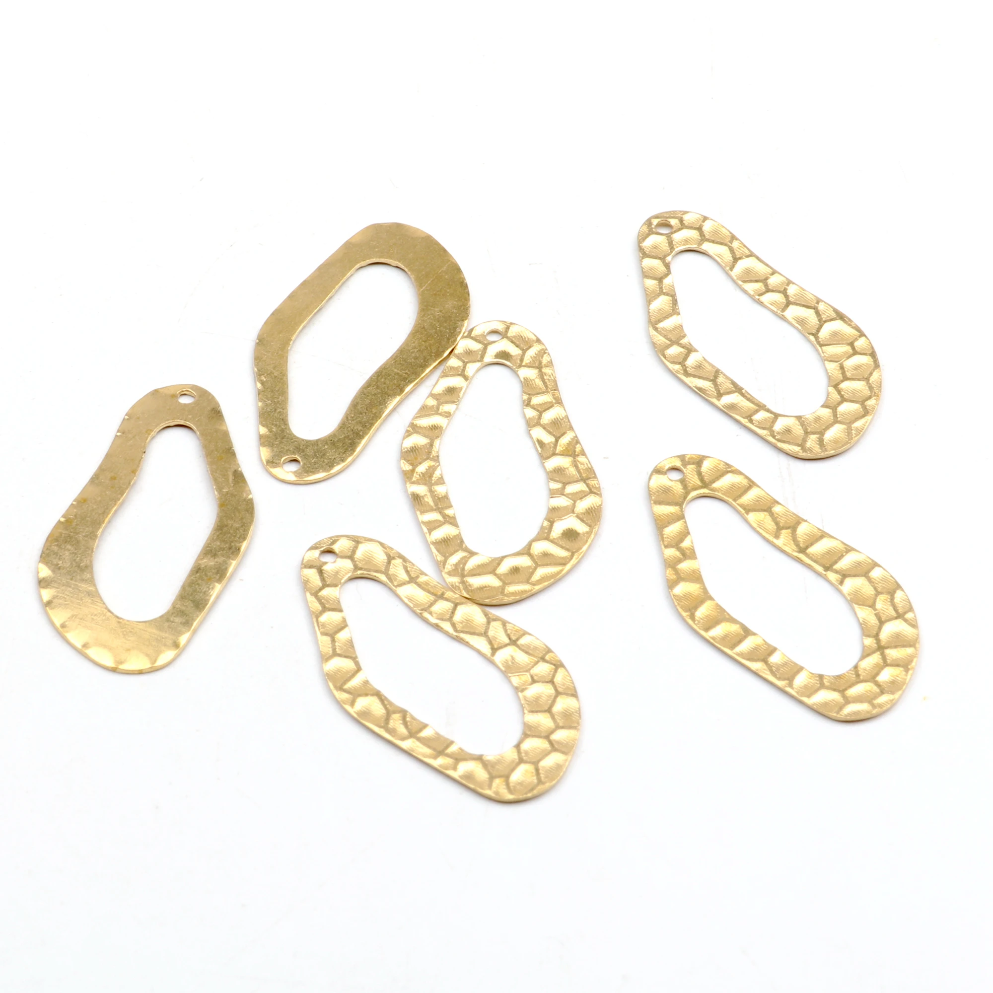Hammered Brass Charms,Oval Shaped connector,Findings Accessories For Diy Earrings Necklace Bracelet DIY Making,Jewelry Supplies