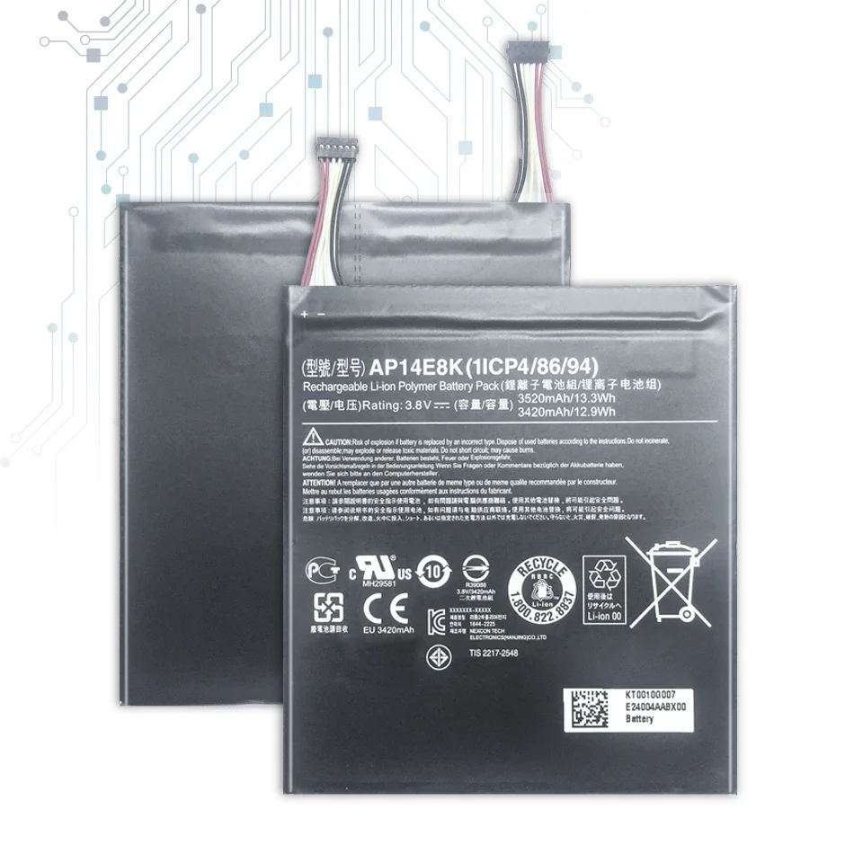 Batteria di ricambio per Acer Iconia One 7, One7, B1-750, AP14E8K, 3520mAh, codice traccia