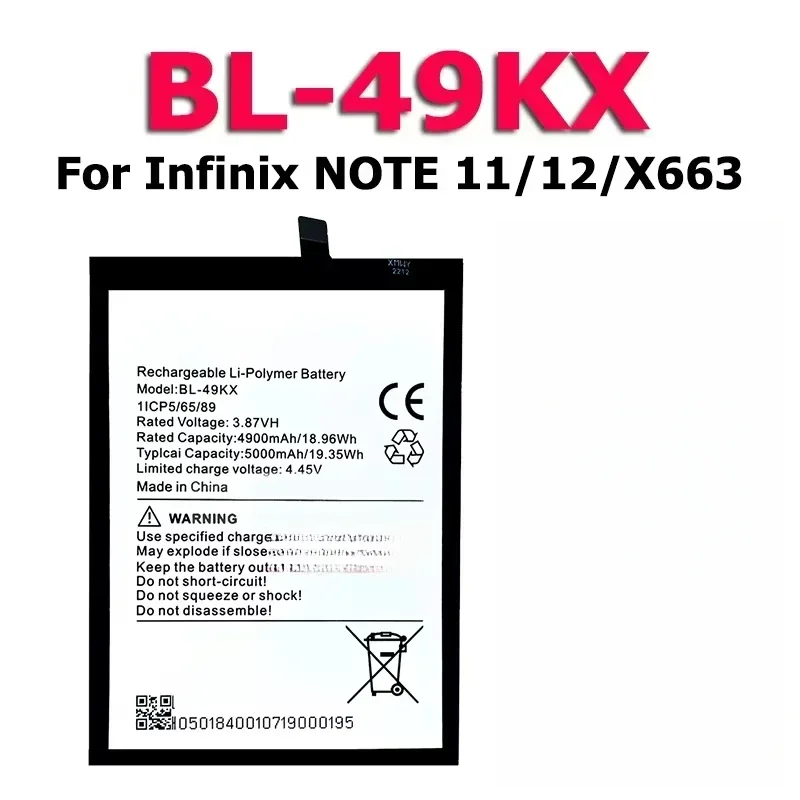 BL-49JX BL-51BX BL-49LX BL-49KX BL-49NX Battery New For Infinix Note Hot 12 X692 X669 8 8i 10 11 20S 59 30i Pro smart 7 8 X6817