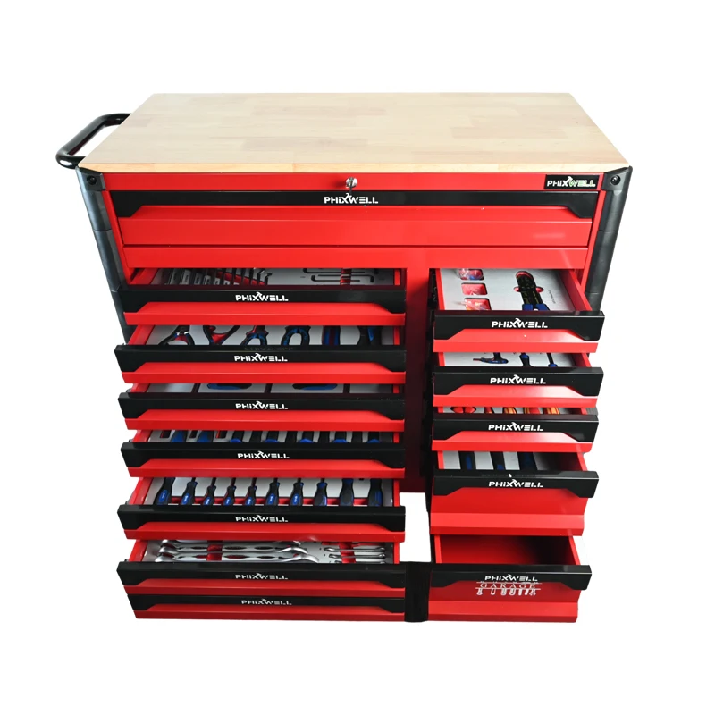 

13 Drawer Tool Cabinet Steel Mechanical Metal Workshop Tool Box With Trolley Garage Tool Cart