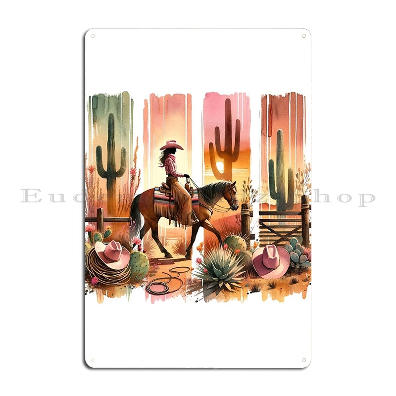 روديو راعية البقر في ركوب الخيل نحن نحمل روح الحرية في الغرب المتوحش على جرافيتي نمط حفلة معدنية تصميم ملصق تسجيل القصدير