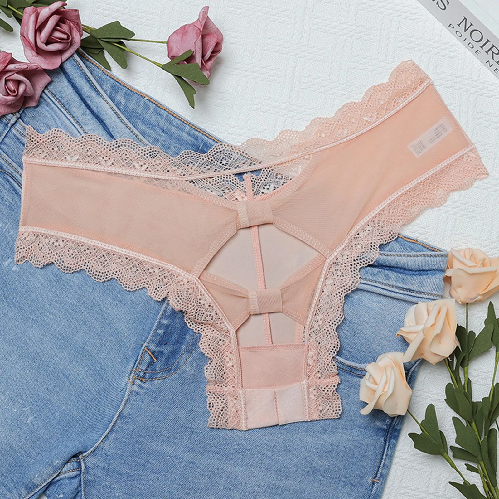 Sexy Perspective Hollow Out Panties For Women Breathable Low Waist Seamless Underwear Female Lace Edge See Through Underpants