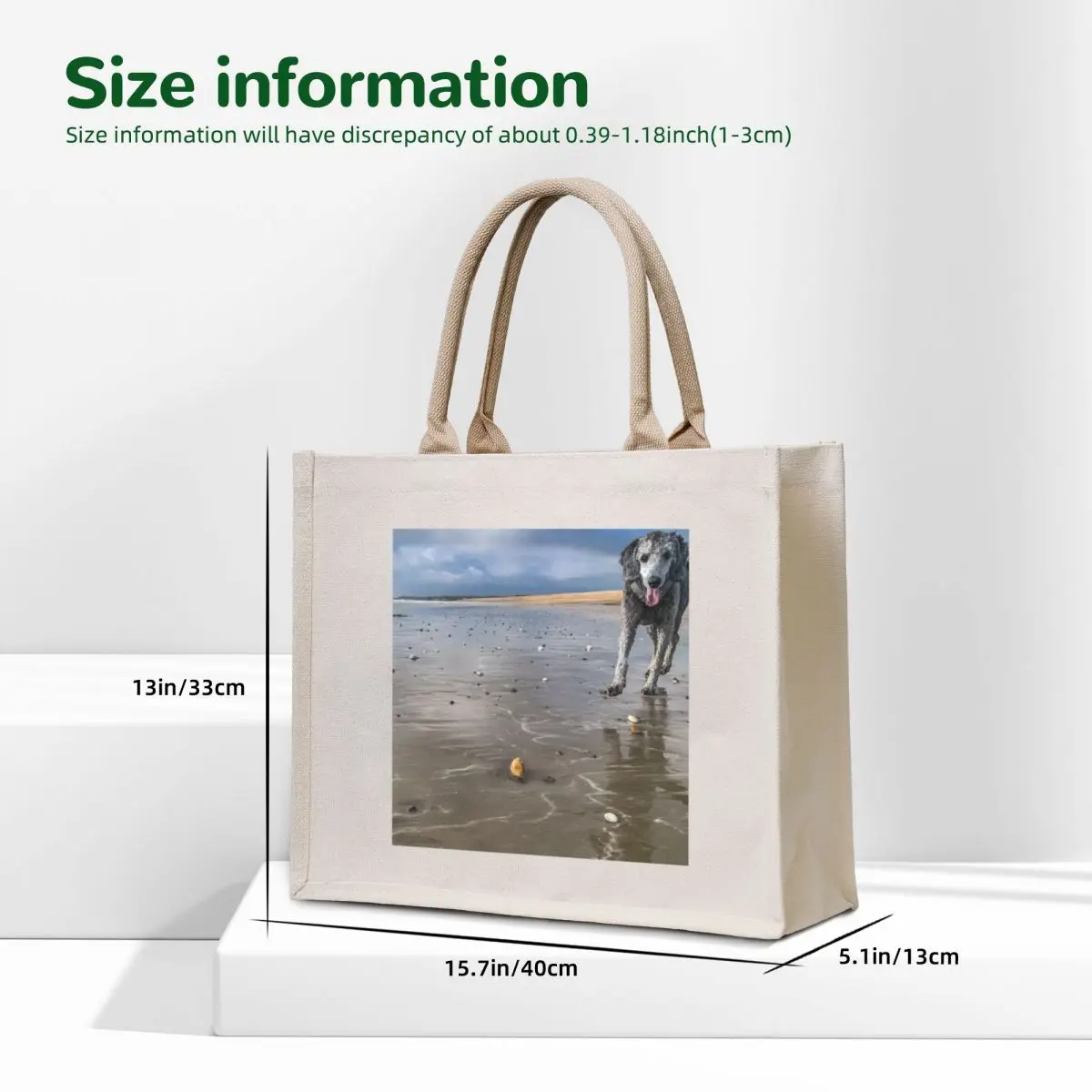 Young silver poodle on a wet sandy beach Tote Bag personalized tote women shoping cute