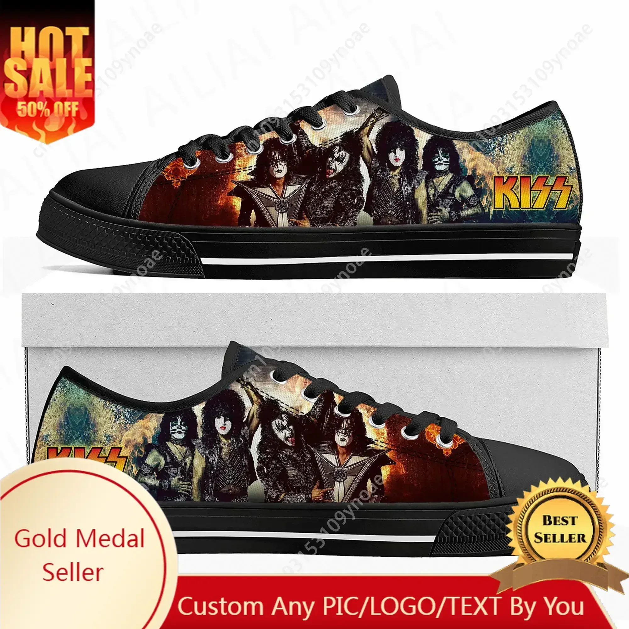 

Heavy Metal Kiss Rock Band Music Low Top High Quality Sneakers Men Women Teenager Canvas Sneaker Casual Couple Shoes Shoe