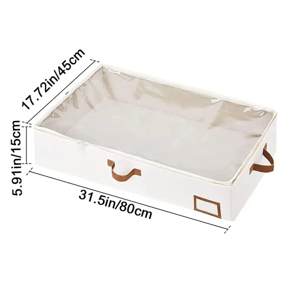 Clear Window Under Bed Storage Bag Visible Large Capacity Clothes Storage Bins Foldable Zippered Quilt Organizer for Home