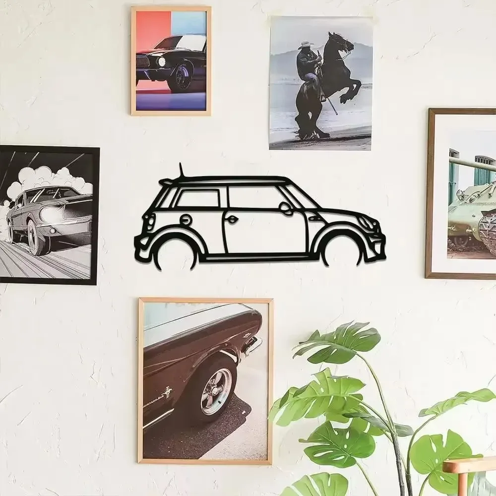 COOPERARTZ Metal Wall Hanging Mini Cooper Car Silhouette Decor for Garage Home Unique Gift for Auto Lovers