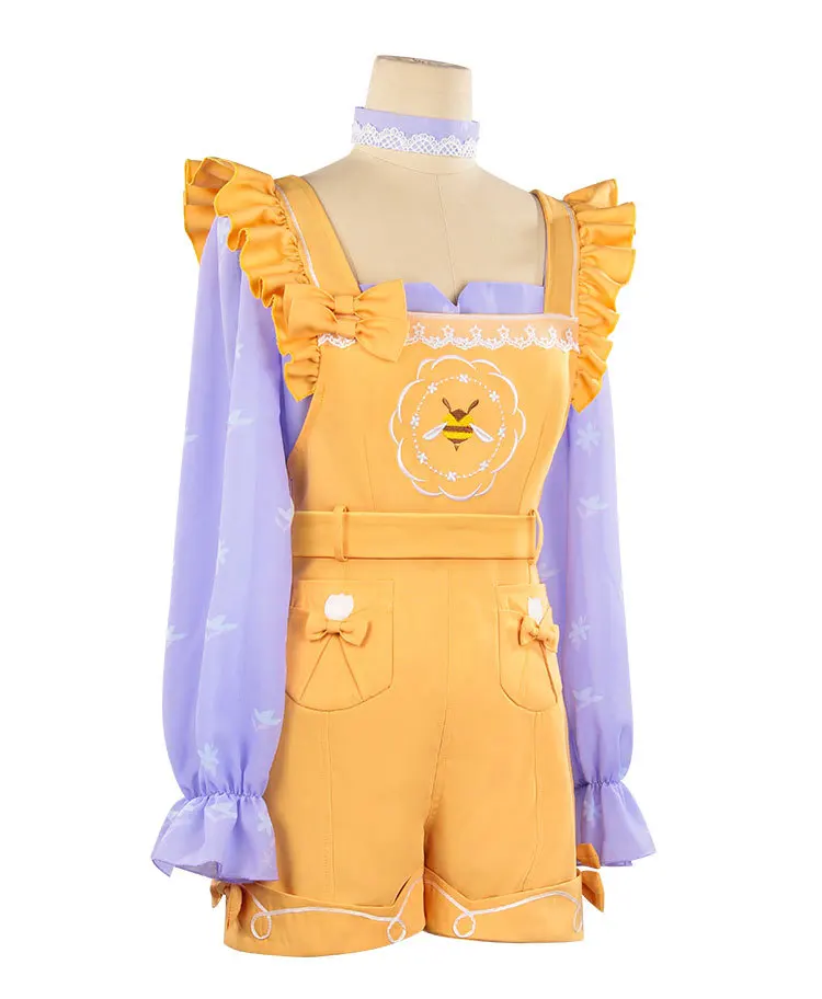 Disfraz de Cosplay de Infinity Nikki para Mujer, Pantalones con Tirantes Amarillos, Conjunto Completo de Navidad, Disfraz de Anime de Manga Larga para Año Nuevo