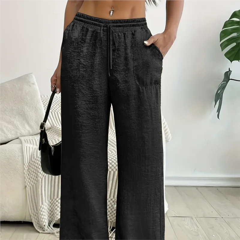 Women's Spring And Summer Goose Velvet Bronzing Sequin Drawstring Fashion Straight Trousers Fashion Casual Women Pants Clothing