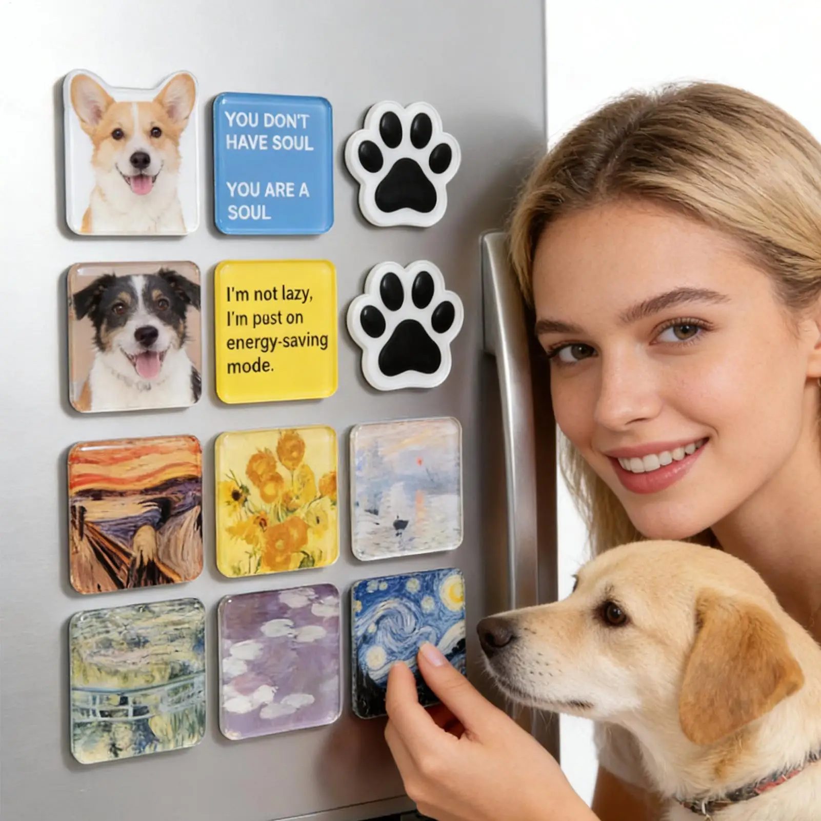 Magnet Making Kit 10-Piece Adhesive Acrylic Square Clear Refrigerator Magnet Design Set for Kitchen Cabinet Classroom Tickets