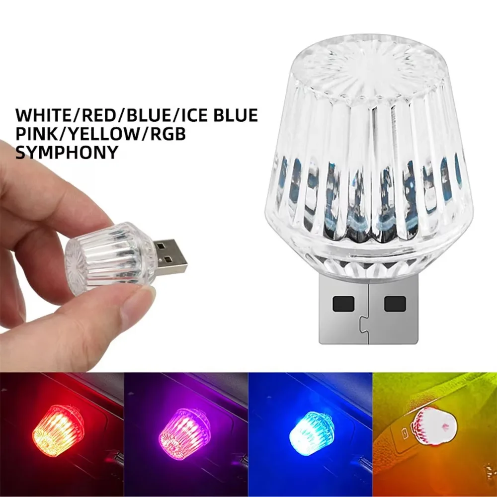 New LED Decorative USB Ambient Light Plug Play Colorful Auto Interior Light Portable Mini Car Atmosphere Lamps Universal