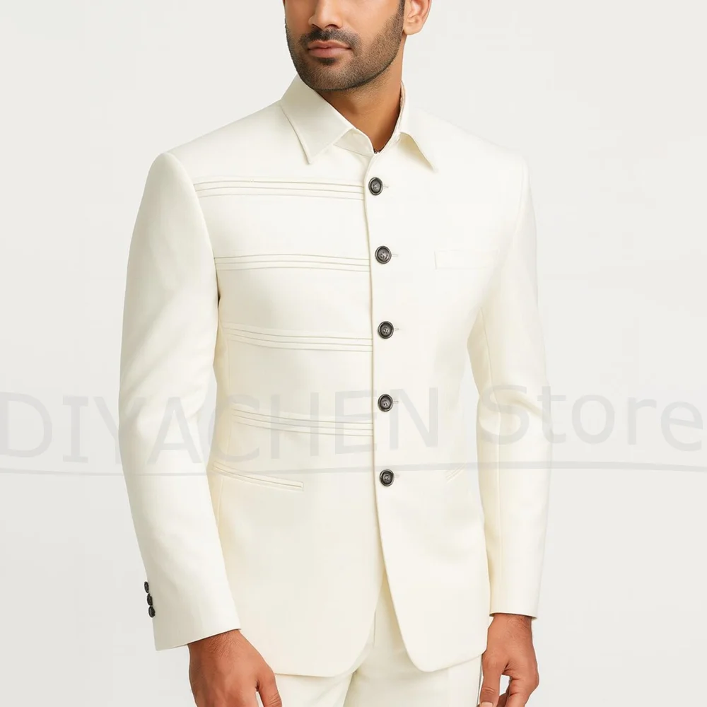 

Мужской костюм из двух предметов, уникальные однобортные костюмы с воротником-стойкой для джентльменов, элегантные стильные костюмы для официальной свадьбы, вечеринки