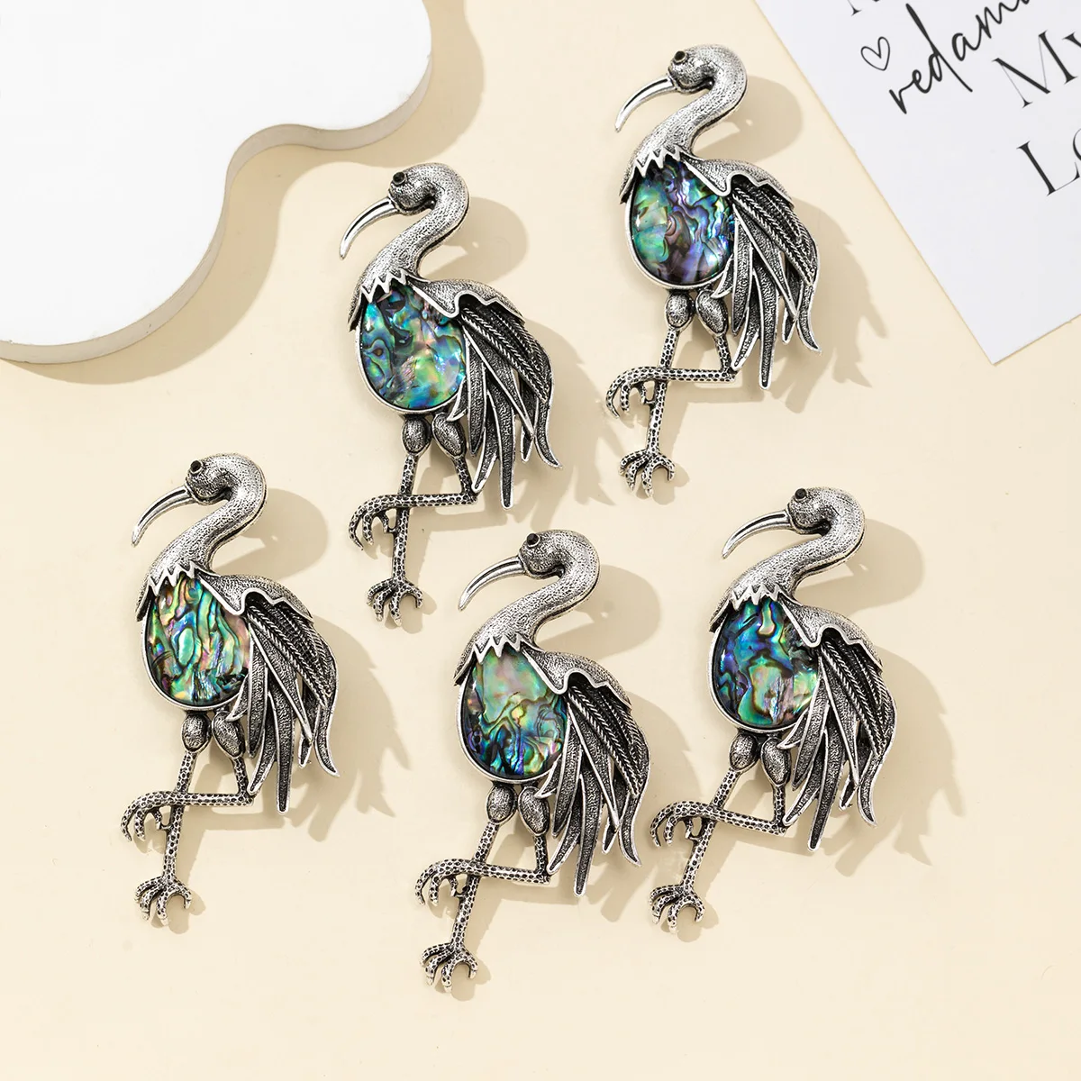 Natural Shell Crane Charms Brooch Colors Abalone Animals Shell Pendant For Jewelry Making DIY Bracelet Necklace Accessoriese