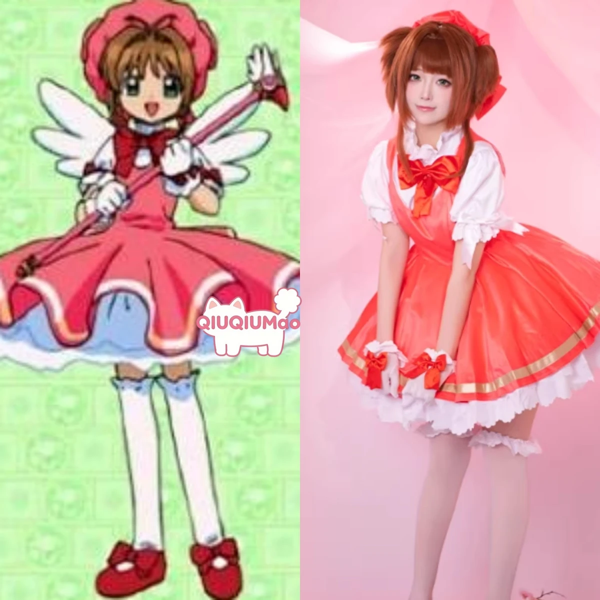 

Top Cardcaptor Sakura Cosplay Costume Anime Sakura Role Playing Cute Lolita Red White Battle Outfit for Women Comic Con Party