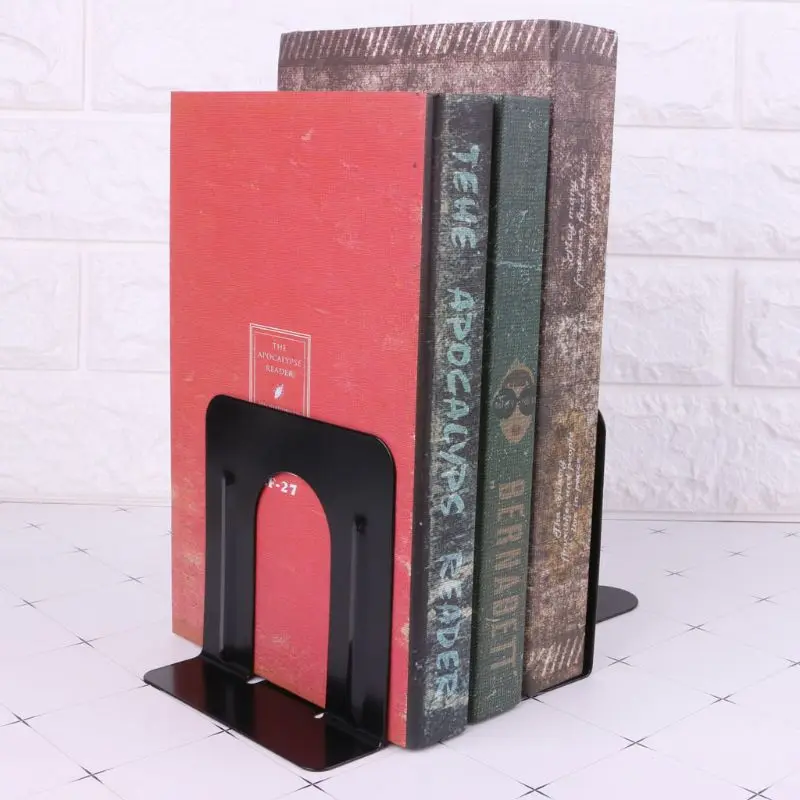 2 Pcs Heavy Duty Bookend Stainless Steel Book Magazine Stand Desk Holder Gift for Student Teacher Women Men