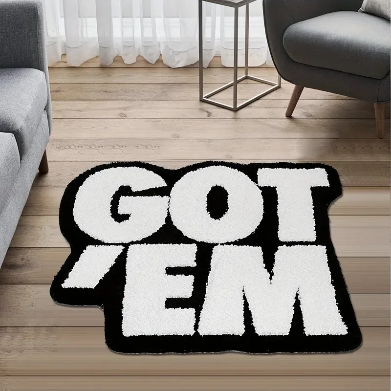 VIKAMA Trendy Alphabet Bath Mat Got 'Em Bathroom Mat Non-Slip Absorbent Plush Home Bathroom Foot Mat Home Decor
