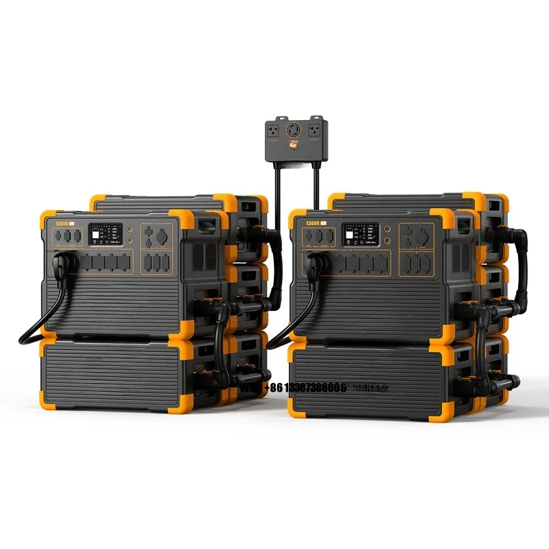 E3600LFP 7200 Portable Solar Generator 3072Wh Solar Power Station with 120V 240V Phase Bonding for Home Storage