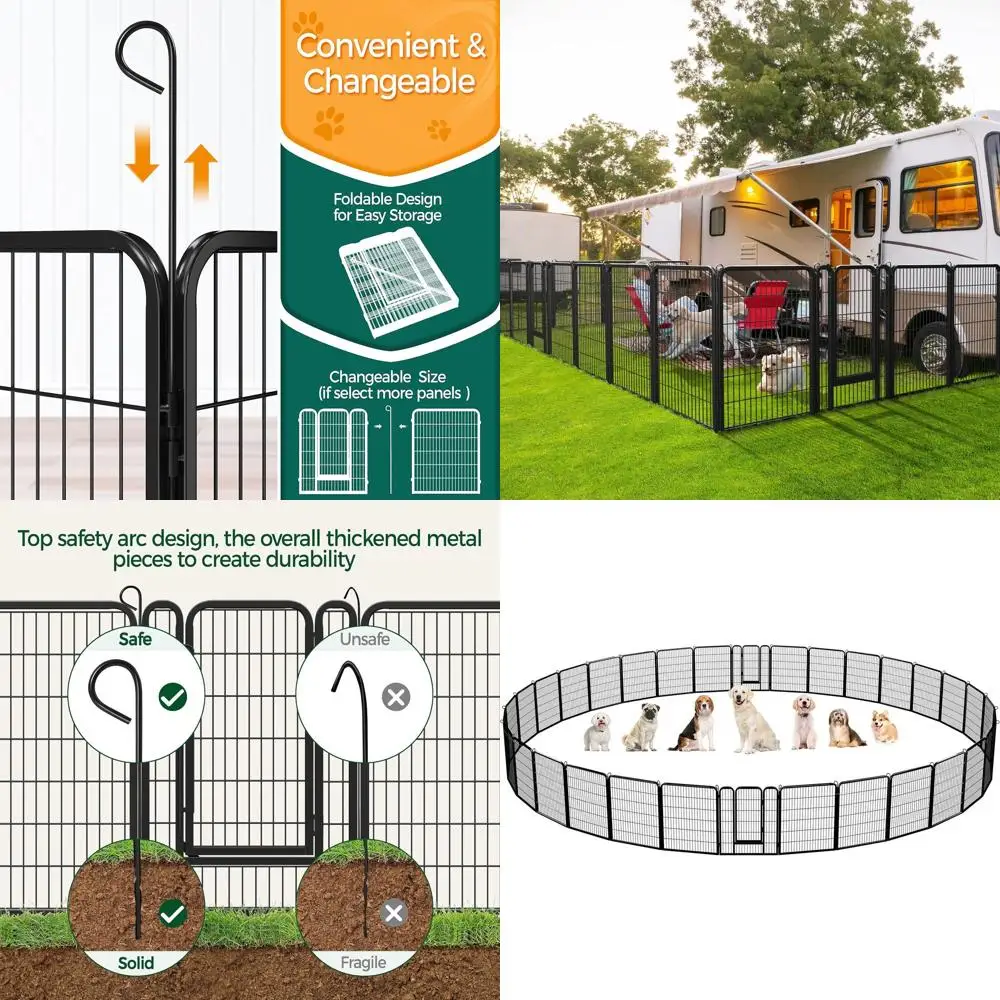 

Outdoor 40 32-Panel Heavy-Duty Metal Dog Playpen for Indoor and Outdoor Use, Suitable for Puppy Exercise, RV Camping, Yard, and