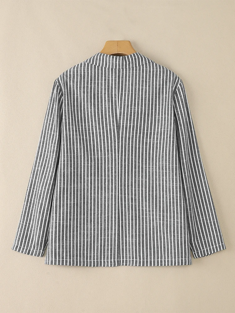 2025 ZANZEA Office Women Blazer Autumn Striped Coats Jackets Casual Long Sleeve Button Down Thin Outwear Female OL Work Suits
