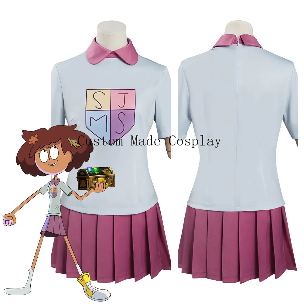 Amphibia-Anne Boonchuy Kostum Cosplay Seragam Rok Pakaian Halloween Karnaval Jas