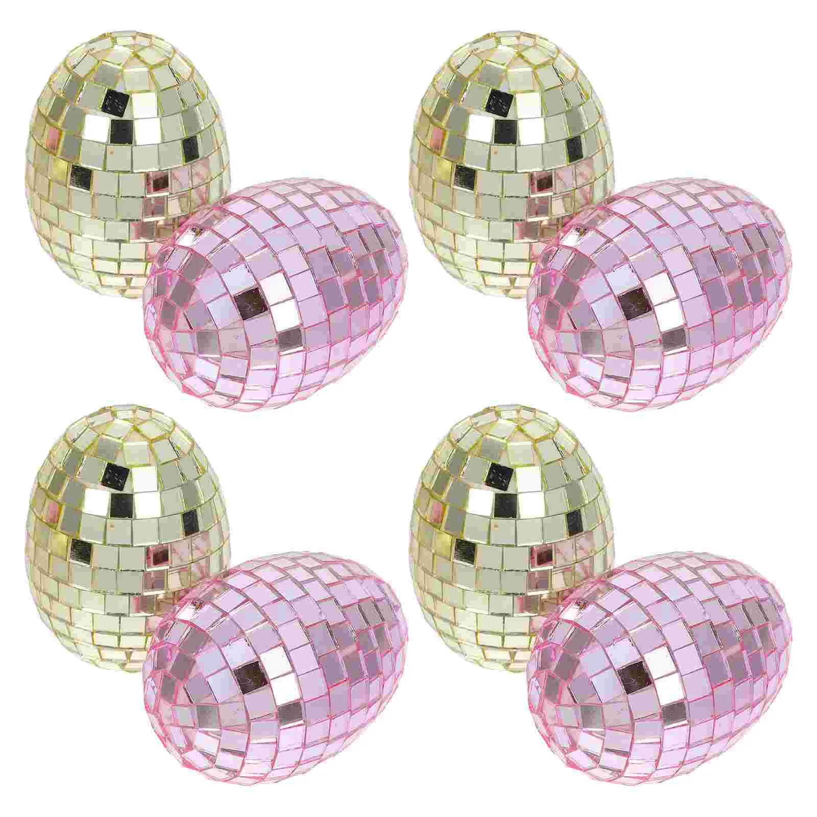 8 Pcs Mirror Glass Egg Small Disco Ball Ornaments for Christmas Tree Mini Balls Decor Decorative Easter Bowl Gold