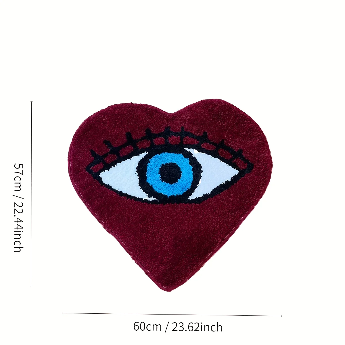 Red Heart with Evil Eye Tufted Rug Soft Fluffy Non Slip Bath Mat Retro Gothic Home Decor Washable Floor Carpet for Bedroom
