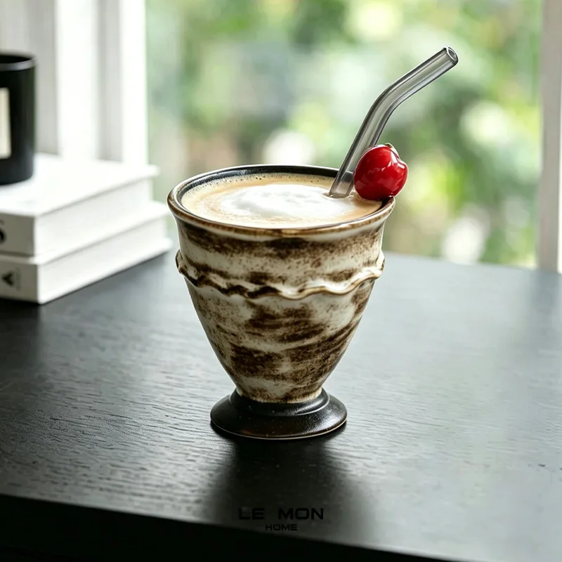 250ml Apple Ceramic Coffee Cup Creative Ice Cream Bucket Latte Flower Cup Office Mug Home Decoration Drinking Utensils