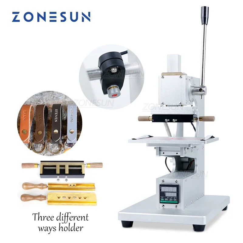ZONESUN Letter Stamp Hot Stamping Machine With Infrared Locator For Card Leather Embossing Machine Plastic Wood DIY