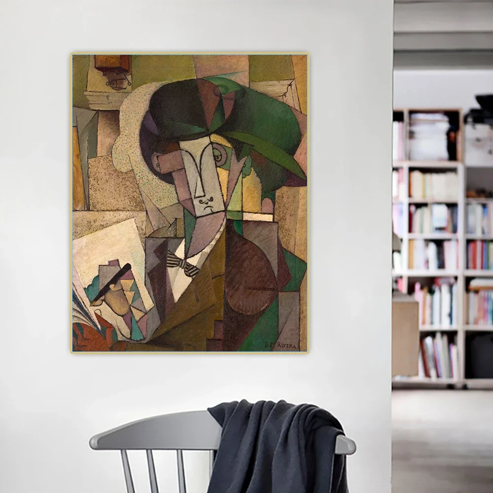 Diego Rivera《Young Man with a Fountain Pen》Canvas Art Oil Painting Artwork Poster Picture Wall Hanging Decor Home Decoration