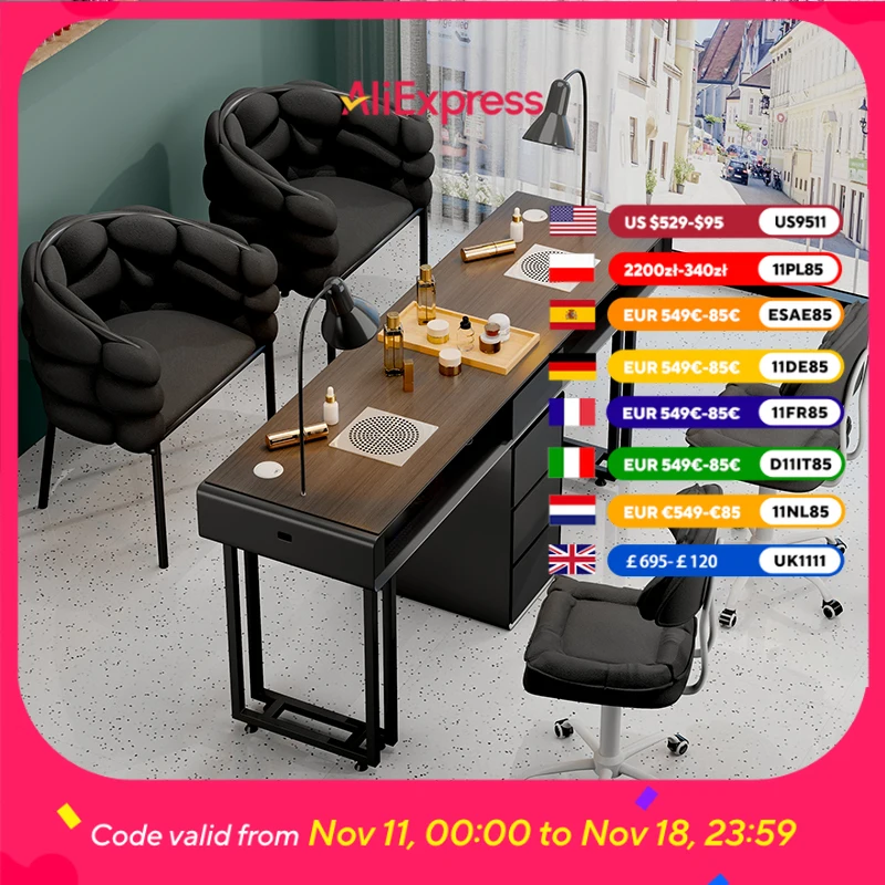 

Oficce Wooden Nail Table Professional Drawer Beauty Designer Nail Desk Storage Workstation Stolik Do Manicure Furniture Salon