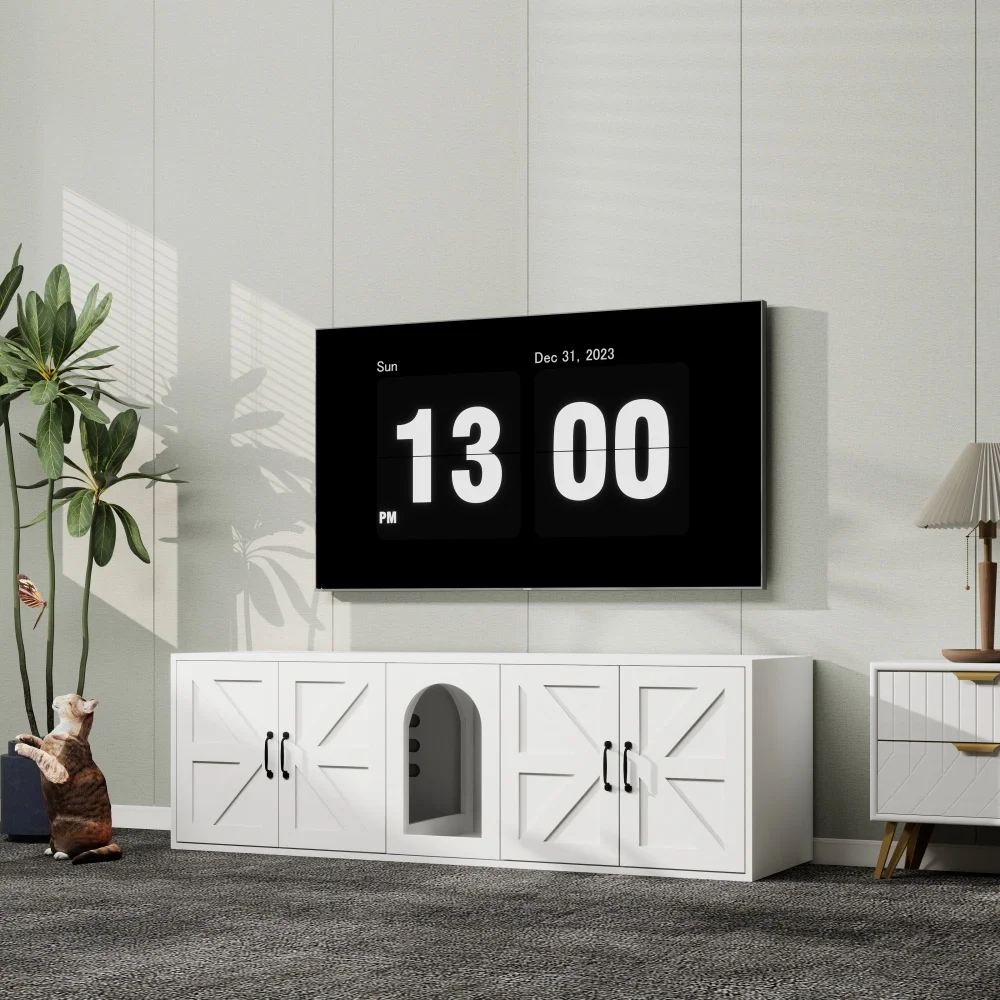 modern cat litter furniture with double room, wooden furniture 59.05 inches long X 17.71 inches wide X 18.89 inches high