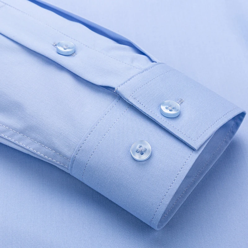 Facile d'entretien 8XL travail chemise blanche hommes à manches longues décontracté couleur unie Plaid rayures fibre de bambou hommes à manches longues coupe ajustée affaires