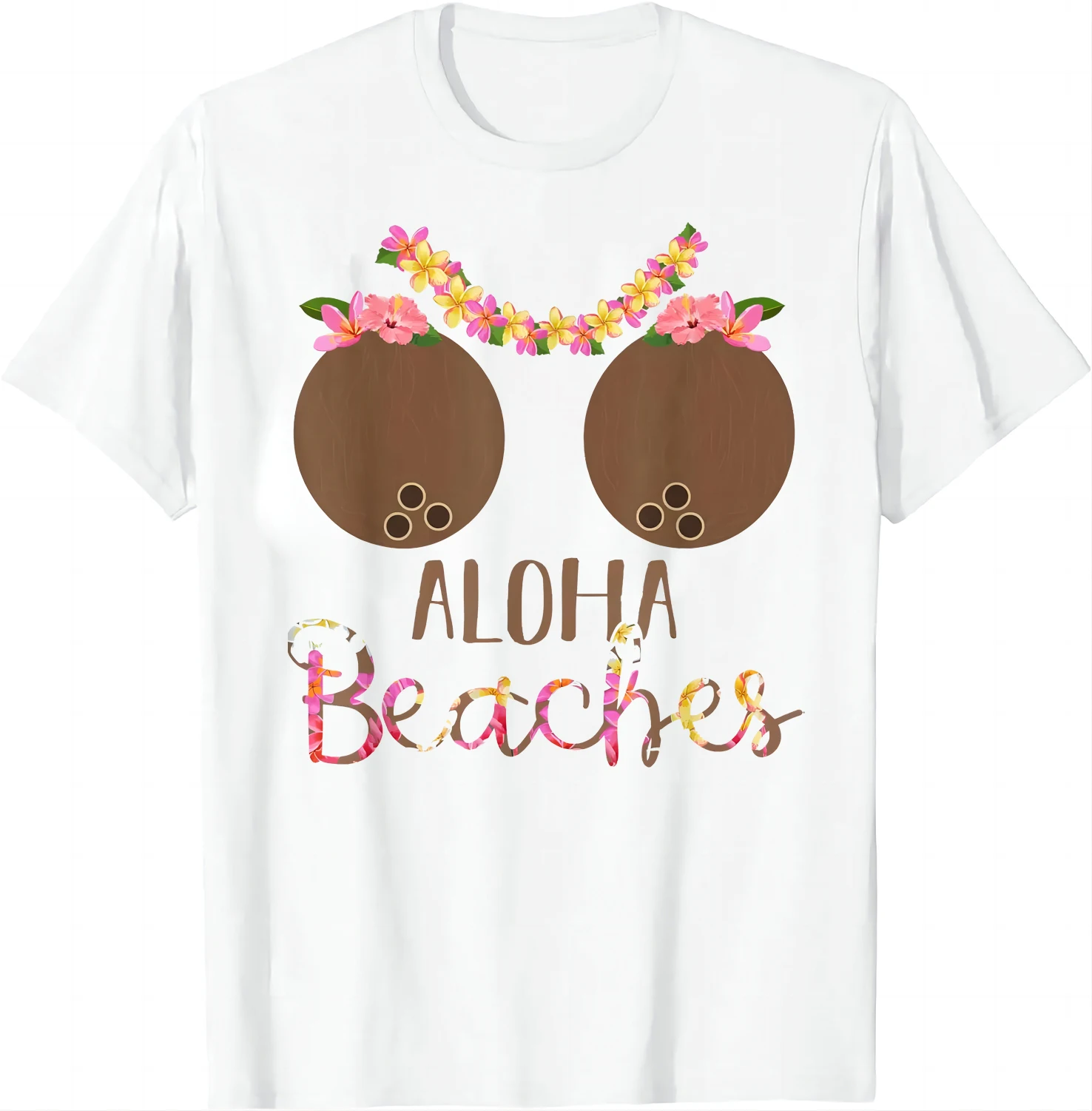 Coconut Bra Flower Boobs Hawaii Aloha Beaches Funny T-Shirt Festival Wear Clothes  Women Clothing  Graphic T Shirts