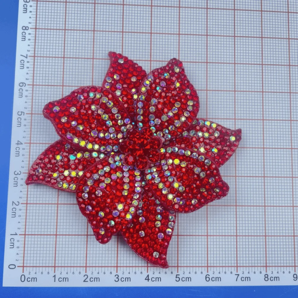 Three-dimensional Rhinestone Flower Patches Sparkling Embellishment Flower Brooch Fabrics DIY Craft Sewing Supplies