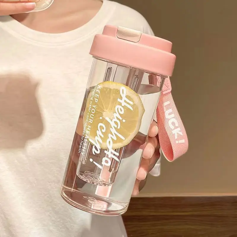 Large Capacity Stylish Plastic Water Cup Portable Student Water Bottle Women's Favorite Ins Trendy Travel Companion Cup