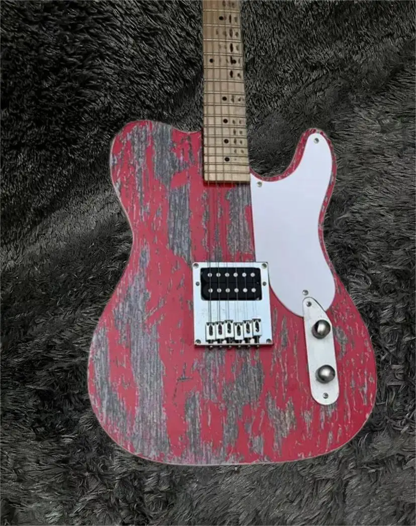 Rare Dusty Hill BillyGibbons John Bolin Peeler Red Relic Electric Guitar Chrome Hardware White Pickguard Vintage Tuners