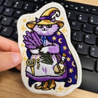 1PC Lavender Witch Cat Embroidered Patch Magic Funny Cartoon DIY Gift Sew Iron On Patches For Clothes Cap Bag Jacket Trucker Hat