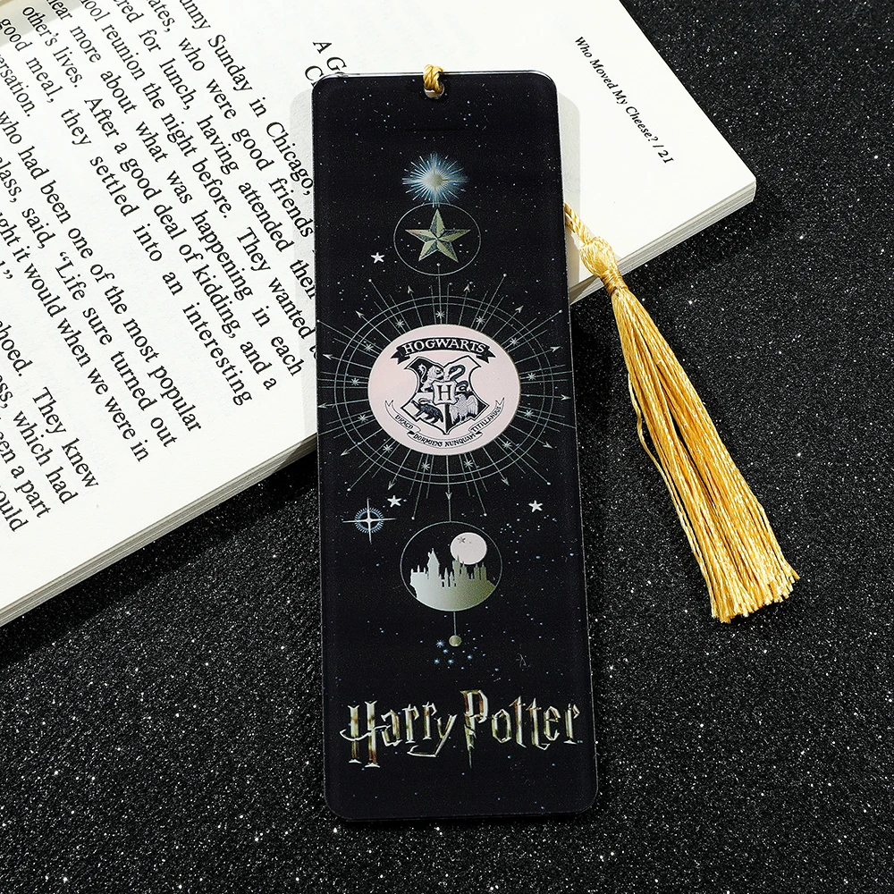Marcador de Página Acrílico Harry Potter com Brasões das Casas de Hogwarts, Acessório de Livro para Fãs de Mágica, Coleção de Produtos para Fãs de Hogwarts