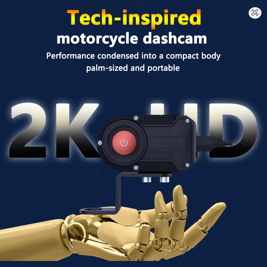 2K DVR Motorcycle Bicycle WIFI APP Driving Recorder Waterproof IP66 Front Dash Camera Recording for Cycling Riding Safety