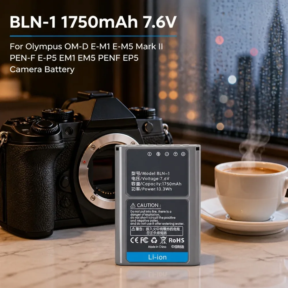 In Stock BLN-1 1750mAh 7.6V Rechargeable Replacement Battery For Olympus OM-D E-M1 E-M5 Mark II PEN-F E-P5 Mirrorless Camera