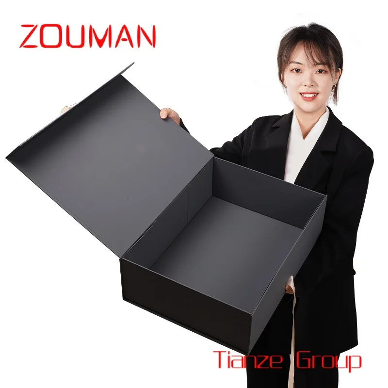 Custom , Custom Design Matte Black Large Rigid Paper Cardboard Gift Packaging Magnetic Folding Box gift box for Wedding Dress