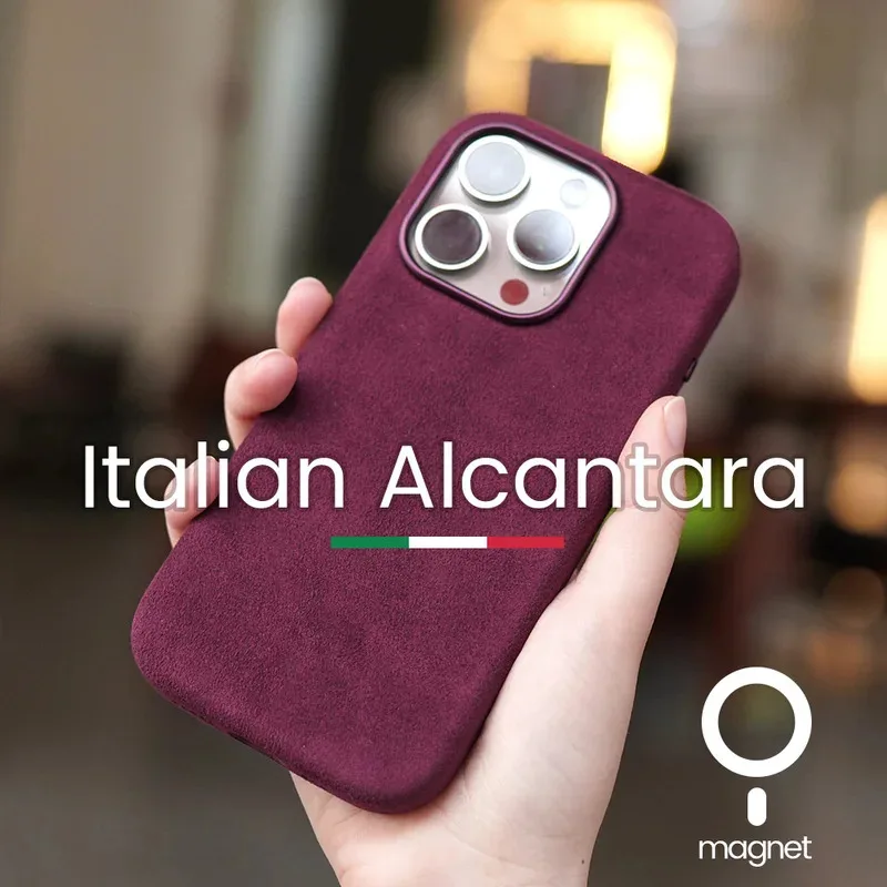 For iPhone 17 Pro 15 Pro 16 Pro Max Compatible Magnetic Luxury Artificial Leather Supercar Suede Phone Cases Cover
