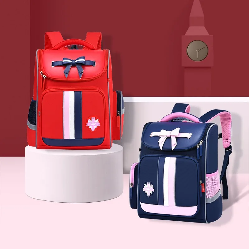 Cute Bowknot Primary Student Children's School Bags Large Capacity Boys Girls Orthopedic Schoolbags Waterproof Kids Backpacks