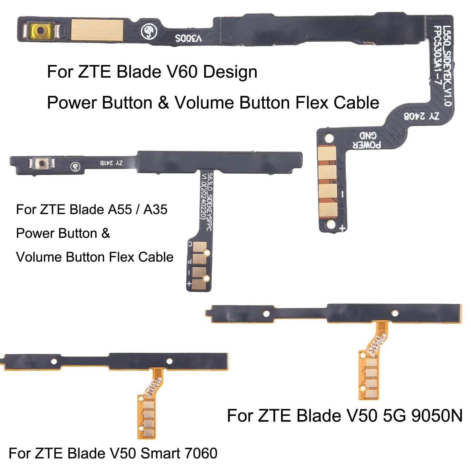 For ZTE Blade V60 Design/V50 Smart 7060/V50 5G 9050N Power Button & Volume Button Flex Cable